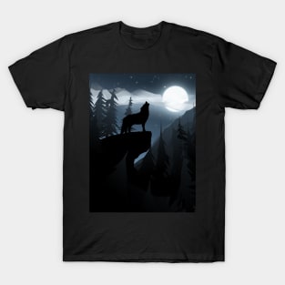 Wolf Howling At The Moon T-Shirt